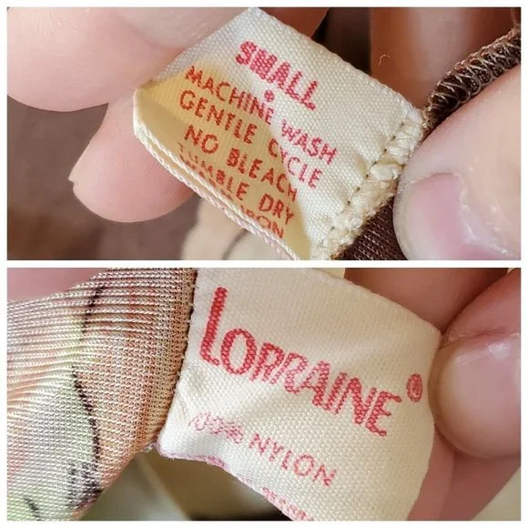 VTG Long Slip Babydoll Dress Brown 2 Pc Robe Set Peach Sz S Loungewear 70s Nylon - Picture 8 of 16